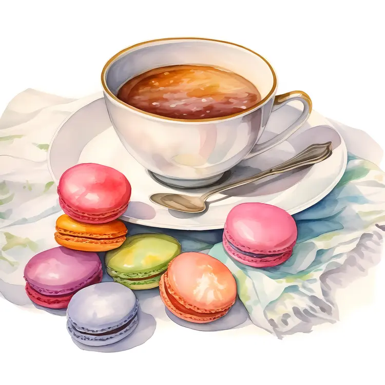 Macarons and Coffee with Spoon