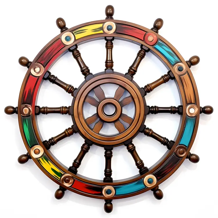 Colorful Nautical Ship Wheel Decor