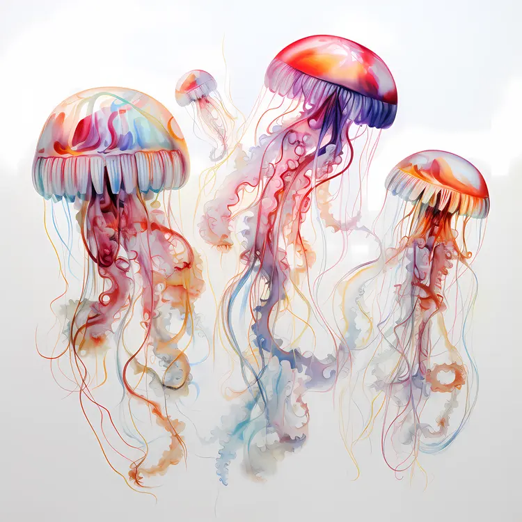 Multicolored Jellyfish Floating Gracefully