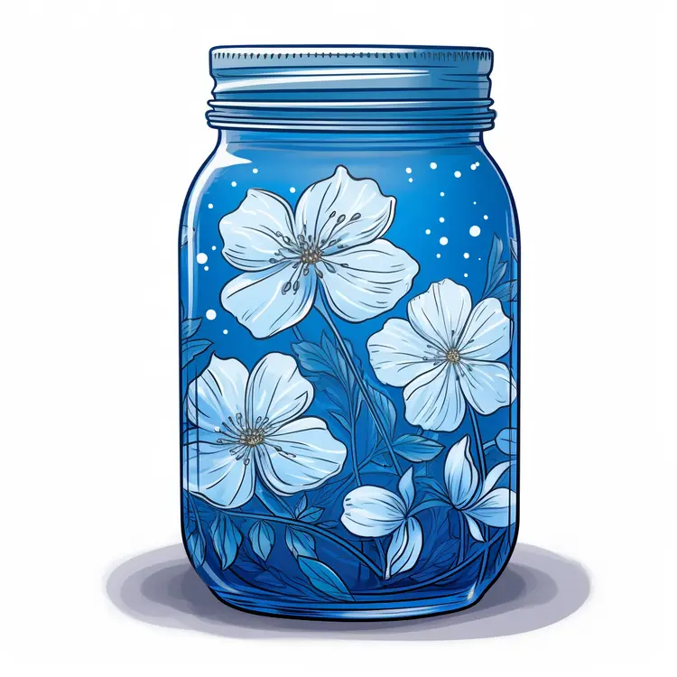 Beautiful Flowers in a Blue Jar