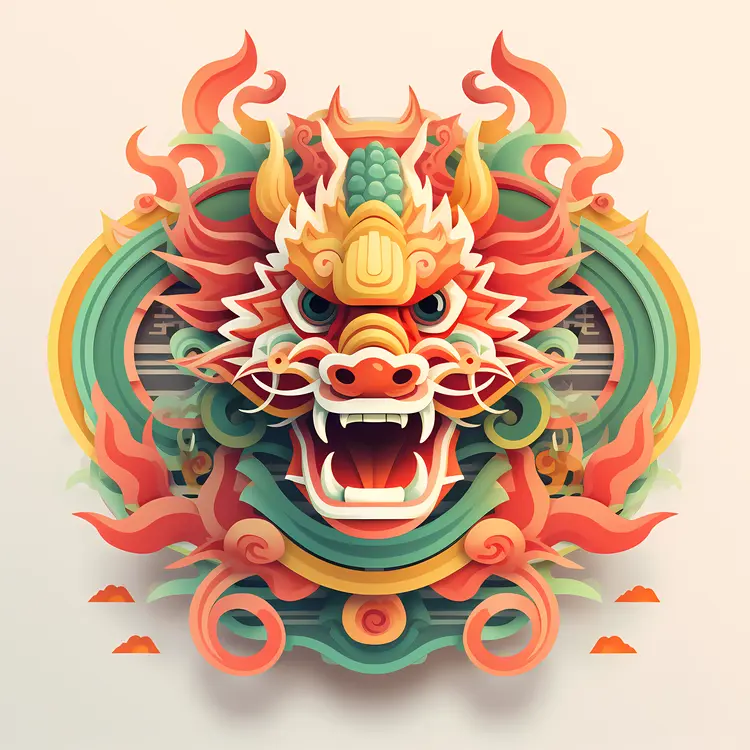 Colorful Dragon Head Illustration