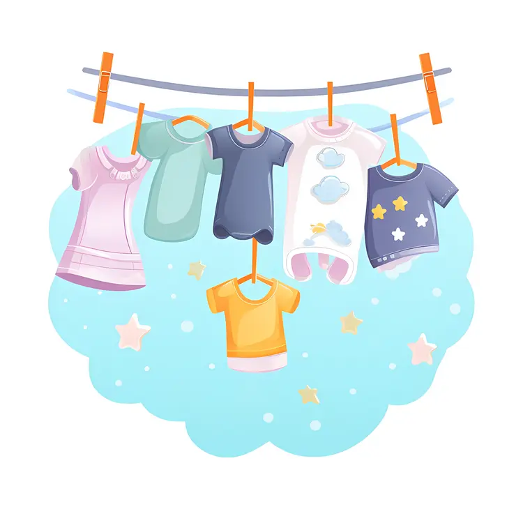 Colorful background of children's clothing and accessories for rainy days