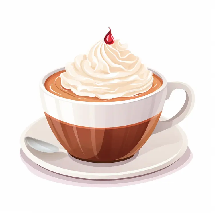 Delicious Coffee with Whipped Cream and Cherry