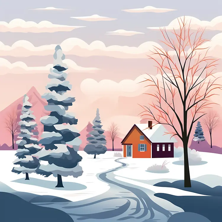 Cozy House in Snowy Landscape