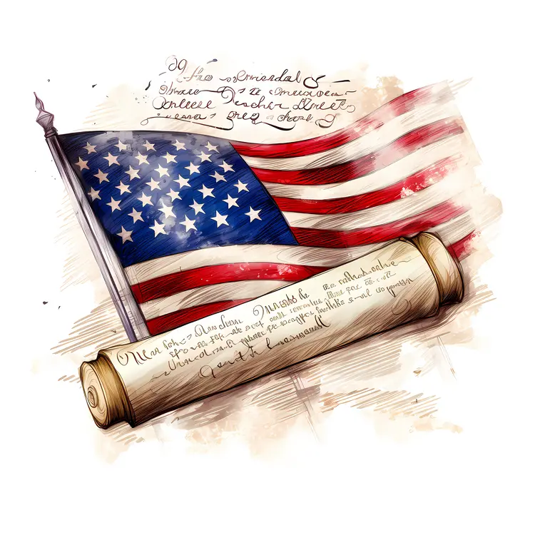Scroll with American Flag