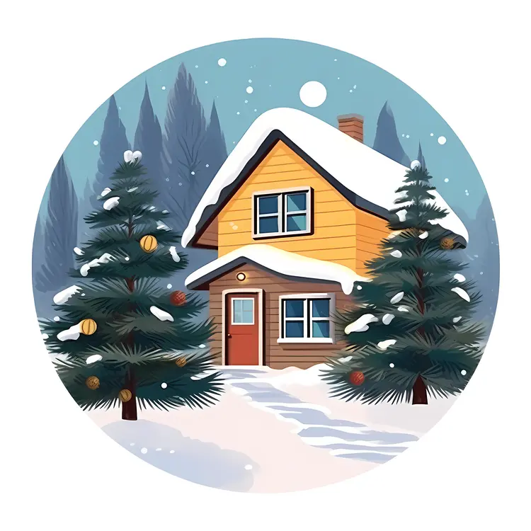 Two-Story House in Winter Wonderland