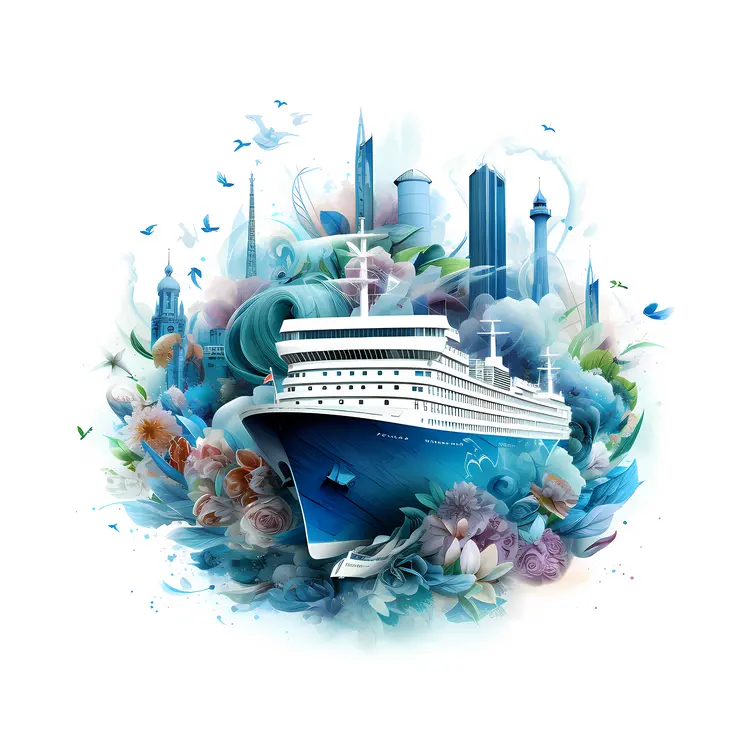 Cruise Ship with Cityscape Background