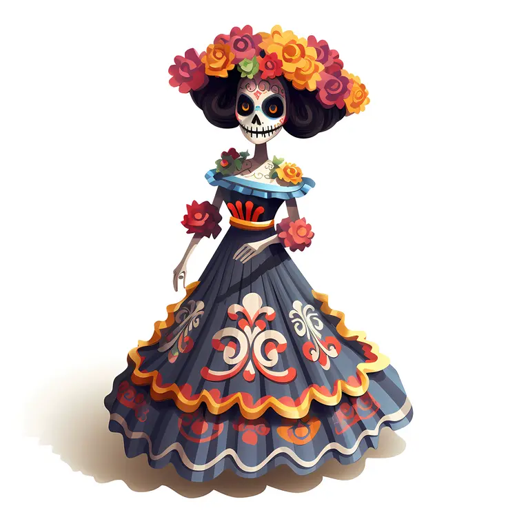 Skeleton Woman with Hat and Dress
