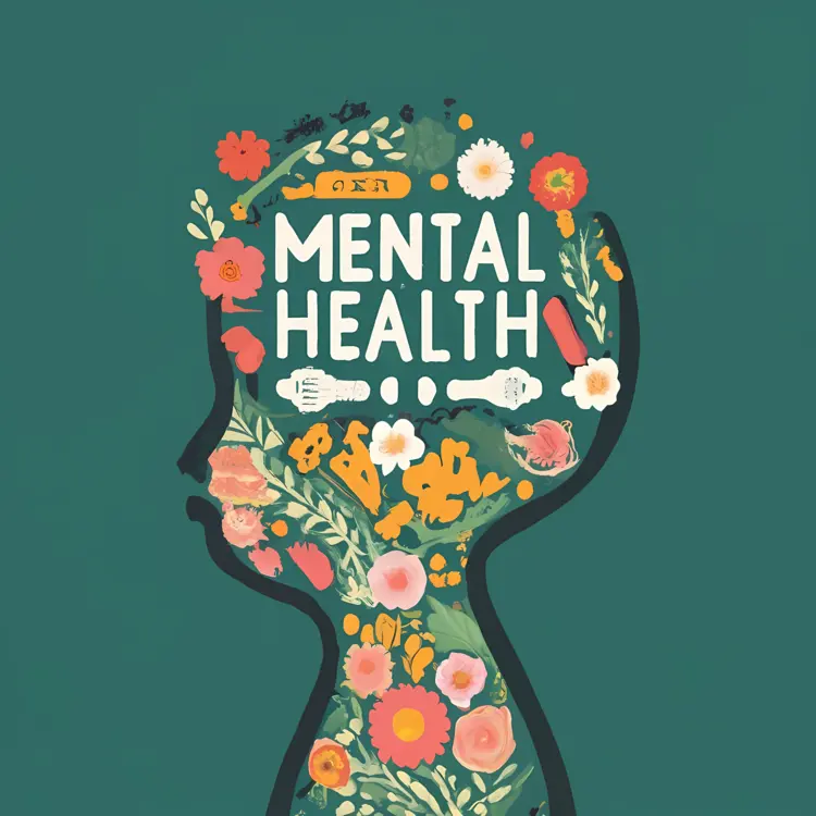 Head Cartoon Illustration with Mental Health Message
