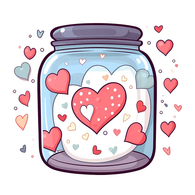 Jar with Colorful Hearts