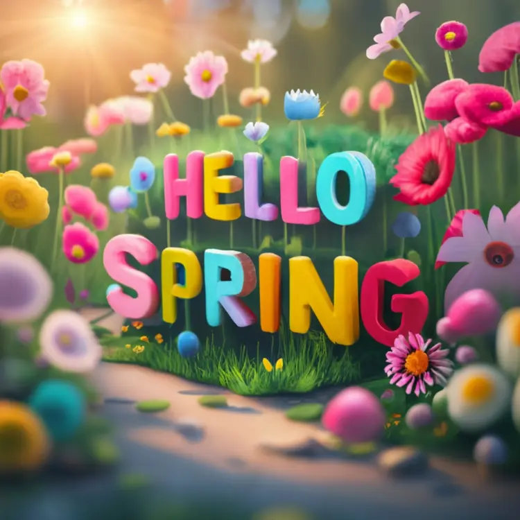Hello Spring with Colorful Flowers