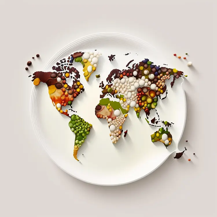 Creative World Map Made of Food on a Plate