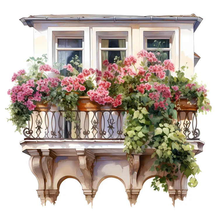 Balcony with Abundant Flowers