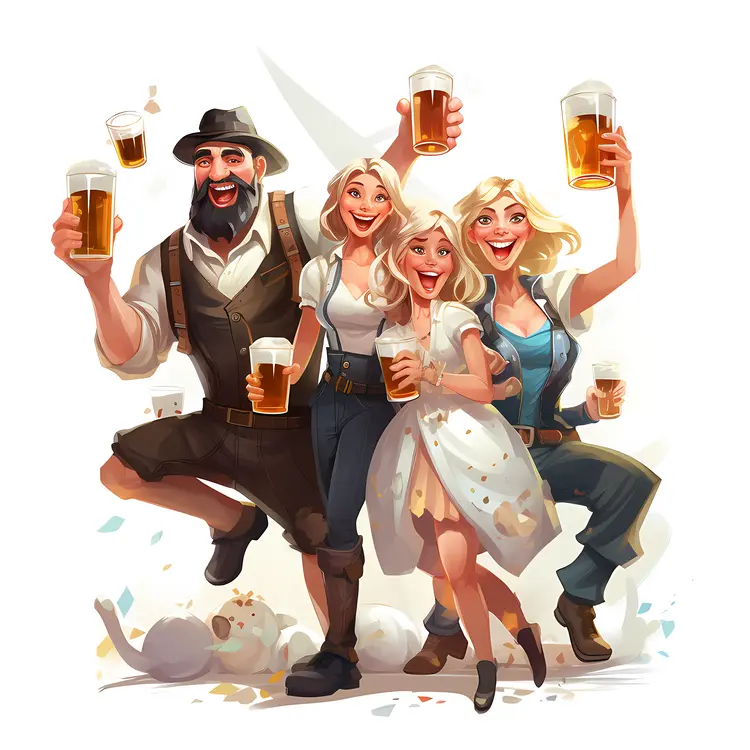 Group of People Celebrating with Beer