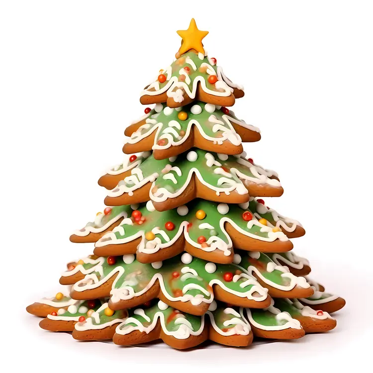 Gingerbread Christmas Tree with Green and White Icing