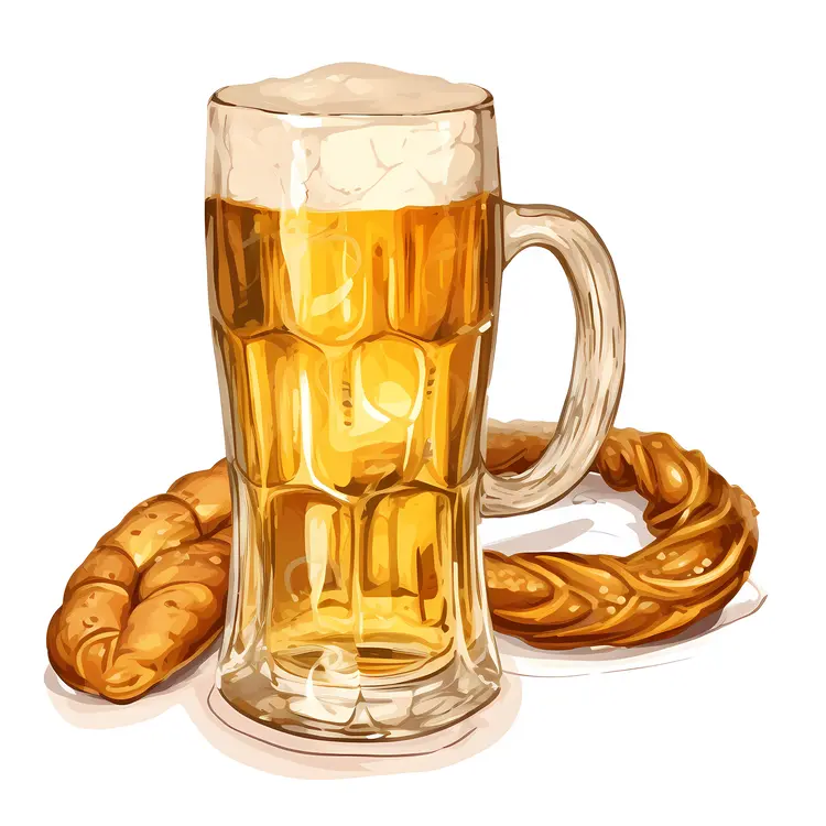 Beer Mug with Pretzels for Oktoberfest Celebration