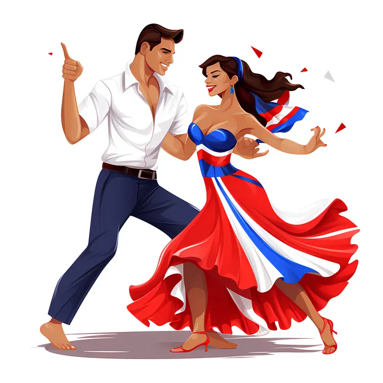 Dancing Couple in Colorful Attire