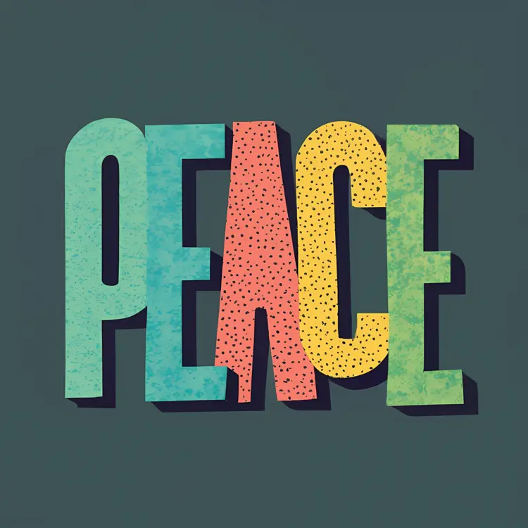 Colorful Peace Typography with Dotted Patterns