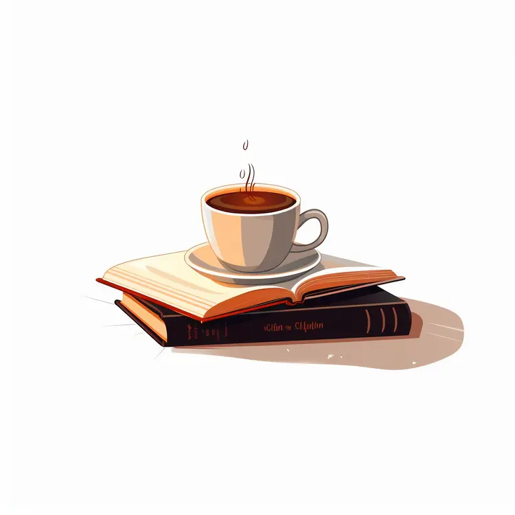Coffee Cup on Books Illustration