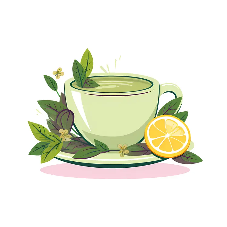 Herbal Tea with Lemon and Leaves