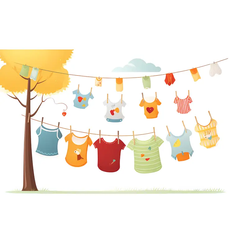 Colorful background of children's clothing and accessories for sunny days