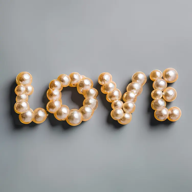Pearl Decorated LOVE Letters on Grey Background