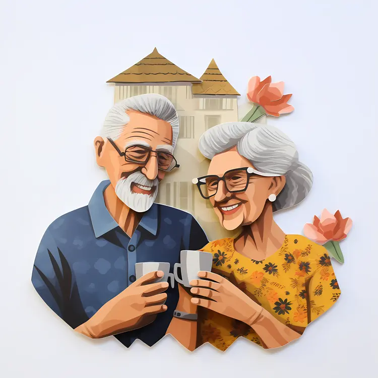Elderly Couple Enjoying Tea Together