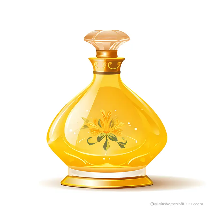 Elegant Yellow Perfume Bottle with Floral Design