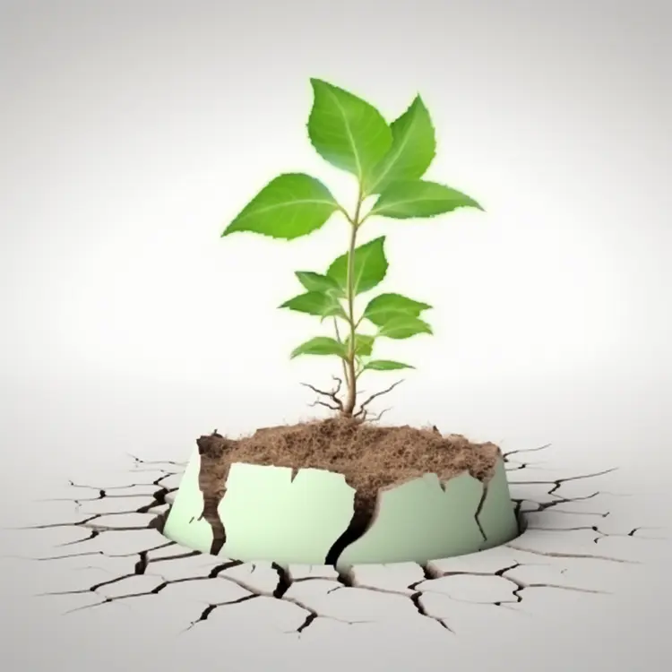 Green Plant Growing Through Cracked Ground