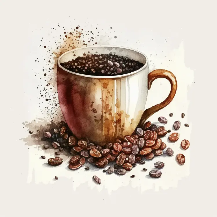Artistic Coffee Cup with Beans