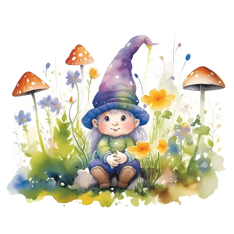 Cute Gnome in a Whimsical Garden