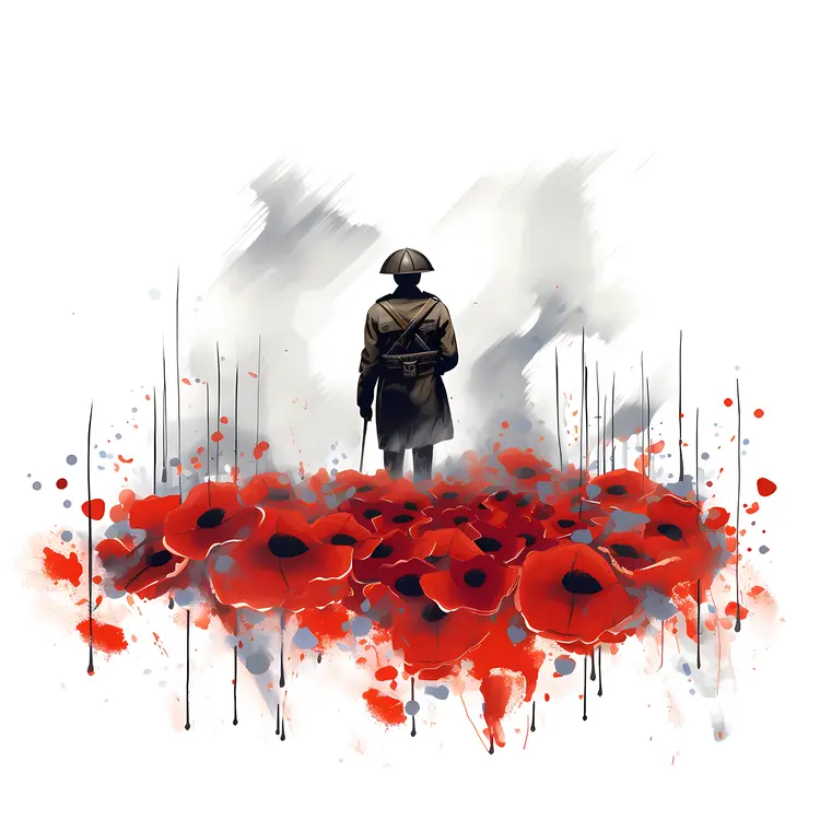 Soldier in Poppy Field