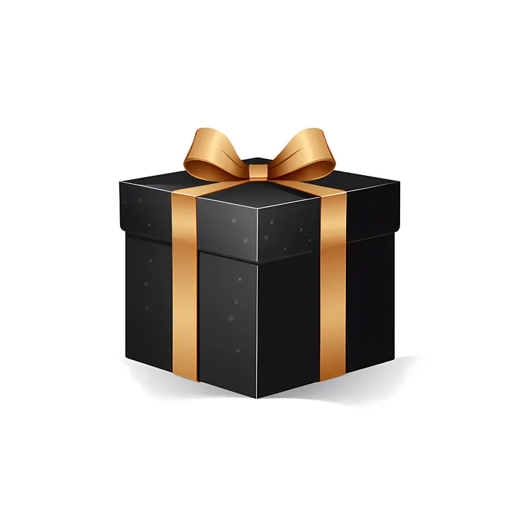 Black Gift Box with Gold Ribbon