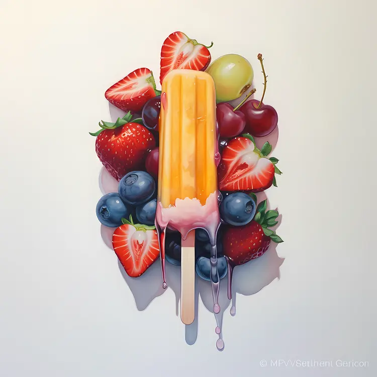 Orange Popsicle with Fresh Fruits
