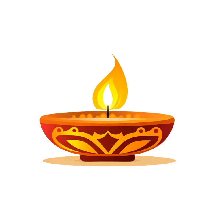 Traditional Oil Lamp with Flame for Diwali