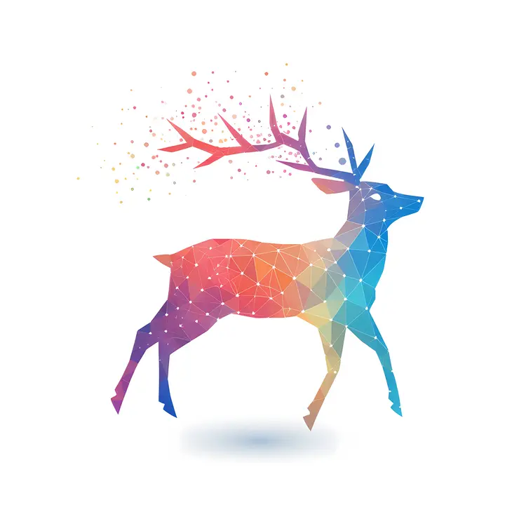 Rainbow Deer with Colorful Antlers