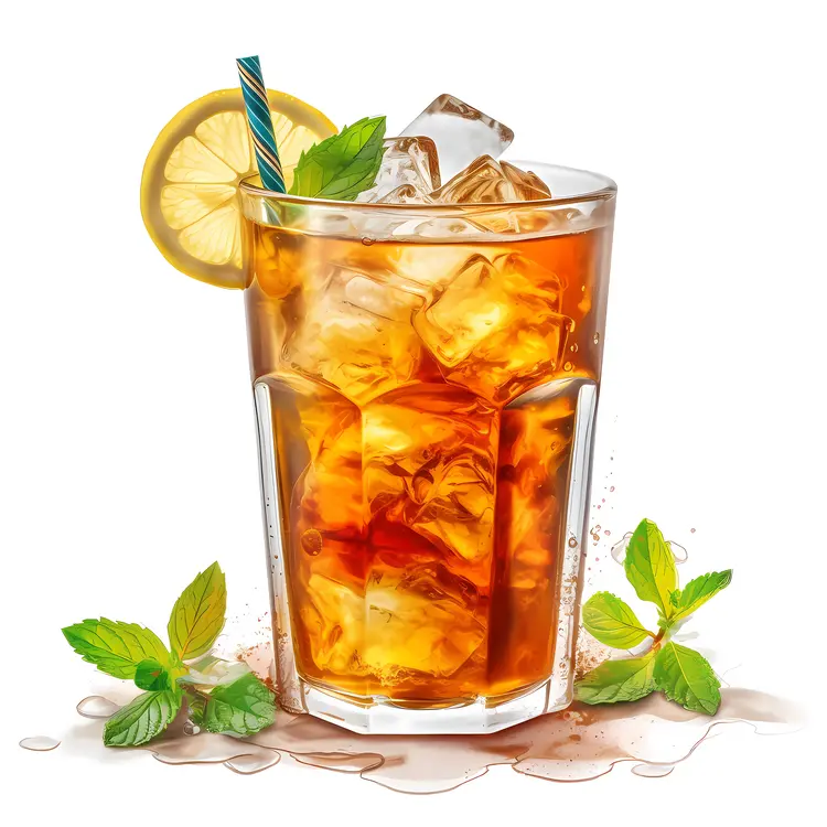 Iced Tea with Lemon and Mint Leaves