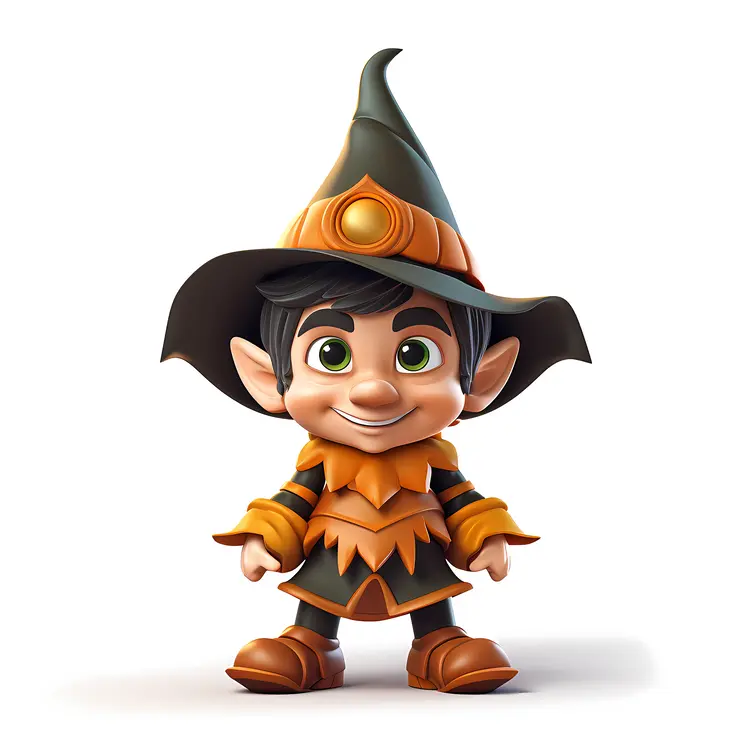 Cute Gnome with Black Hat and Outfit