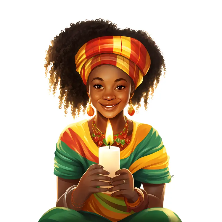 Girl Holding Candle in Traditional Clothing