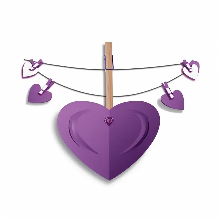 Purple Heart Hanging Decoration for Valentine's Day