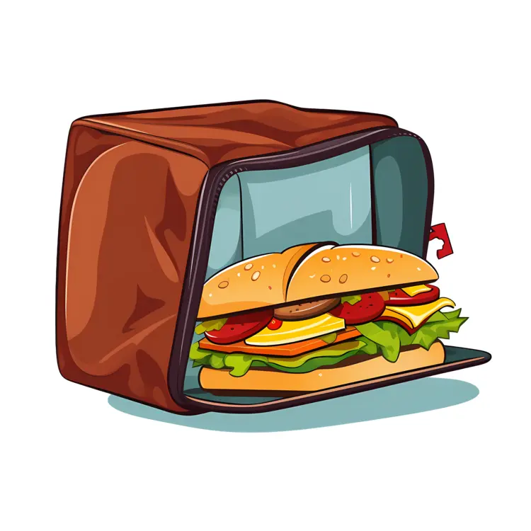 Brown Lunch Bag with Sandwich
