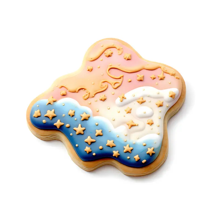 Colorful Star-shaped Cookie with Icing Decoration