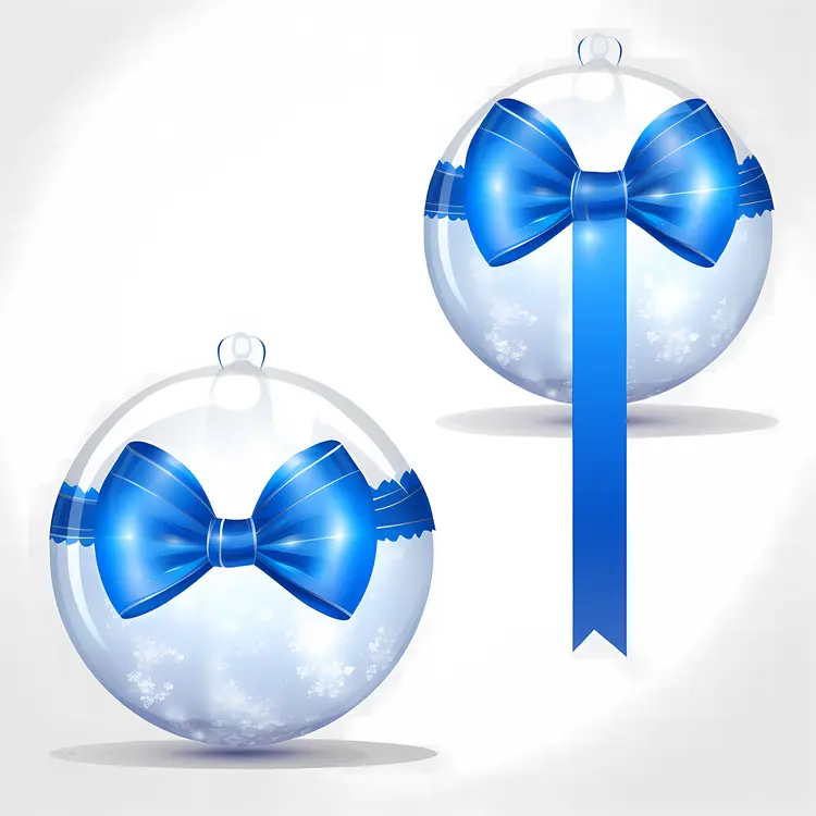 Elegant Blue Bow Christmas Ornaments