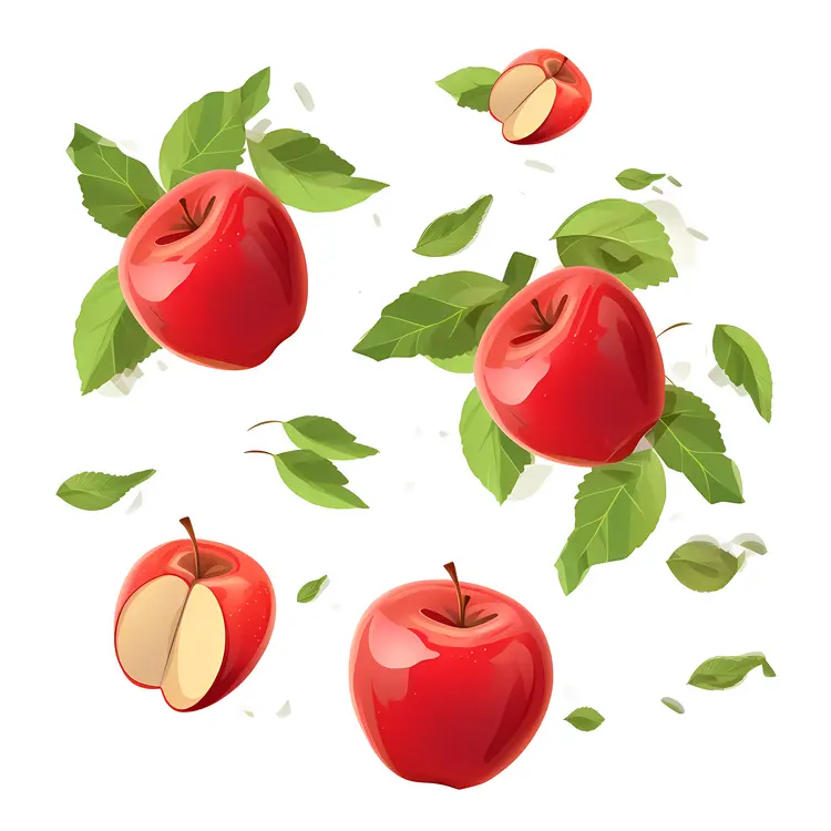 Red Apples with Leaves