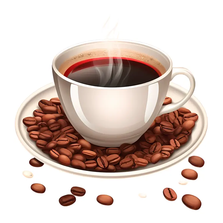 Coffee cup with beans on saucer