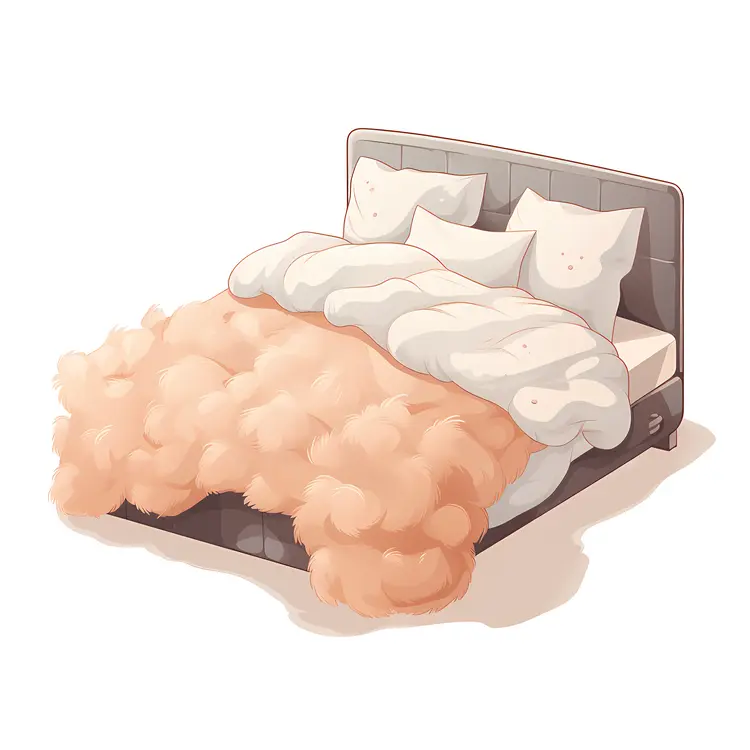 Bed with Fluffy Blanket