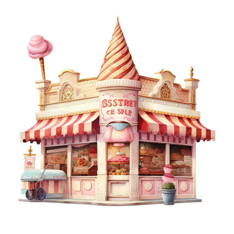 Cute Sweet Shop with Candy and Pastries