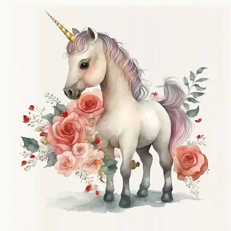 Beautiful Unicorn with Roses
