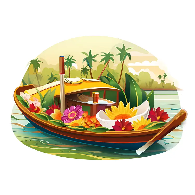 Decorative Boat in Serene Waters