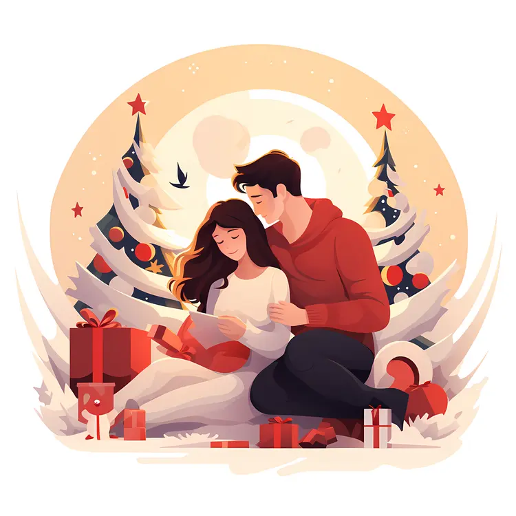 Couple Celebrating Christmas with Gifts
